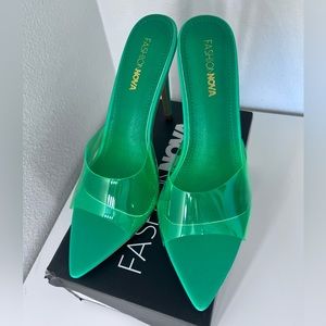 Fashion Nova Green Mules Stiletto Fashion Heels